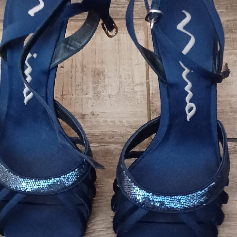 NINA BLUE RHINESTONE DRESS HEELS
